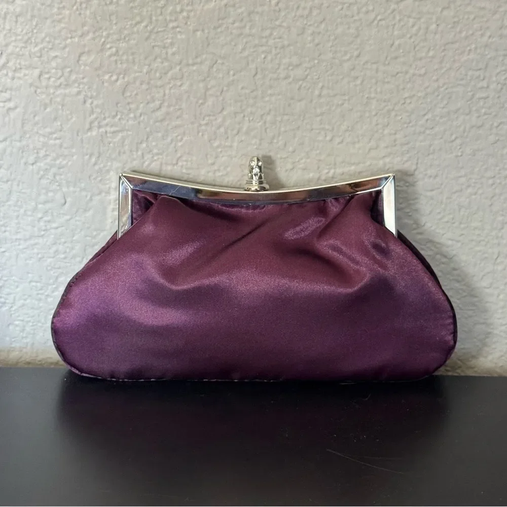 Newport News Deep Purple Berry Satin Clutch NWT